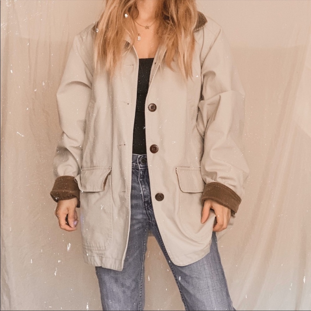 L.L bean utility khaki corduroy accent jacket - Picture 1 of 7